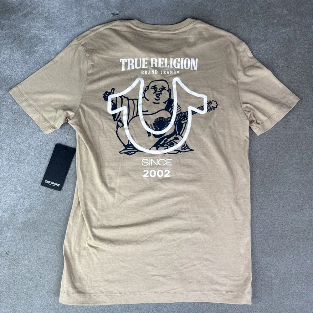 True Religion T-shirt Men's Size Small Beige NEW ORIGINAL WITH TAGS